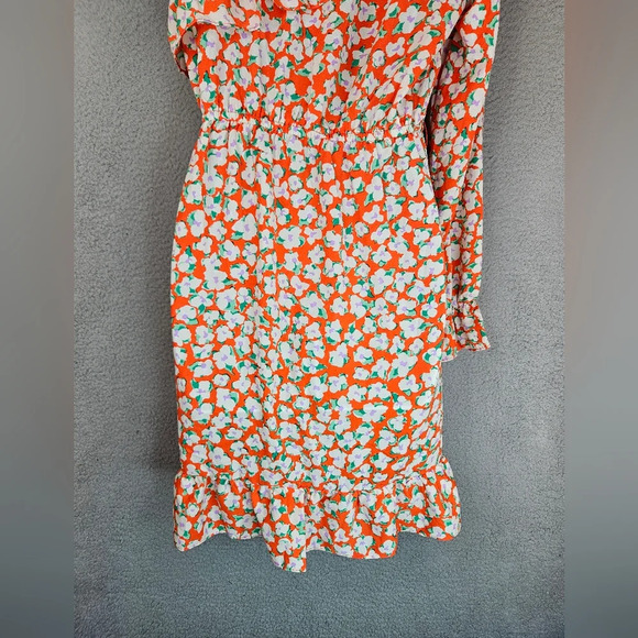 Vera Moda Mini Dress Sz S Pretty Floral One Shoulder Faux Wrap Ruffles *No Belt* - Picture 8 of 13